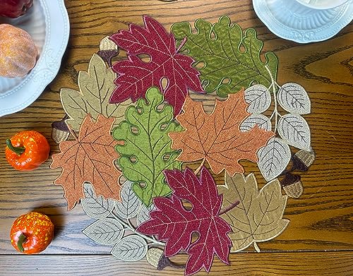 Fall Table Runner 54inches Long, Thanksgiving Harvest Cutwork Embroidered Table Runner 13in x 54in, Autumn Maple Leaves Table Decoration for Home Dining Kitchen Table