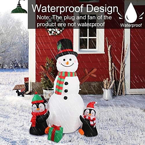 6ft Snowman Christmas Inflatables Outdoor Decoration w/ LEDs