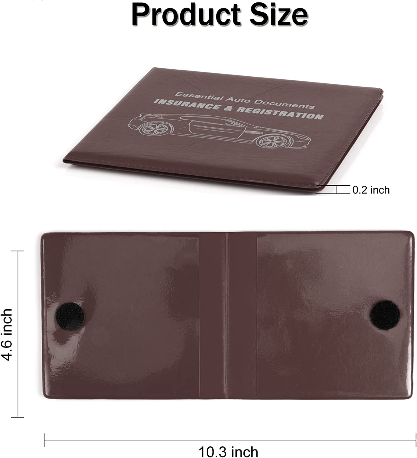 Auto Car Essential, Car Registration and Insurance Card Documents Holder 2-Pack,Car Interior Accessories for Car,Truck,SUV and Other Vehicle (Brown)