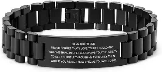 Engrave Love Quote Link Bracelet for Men