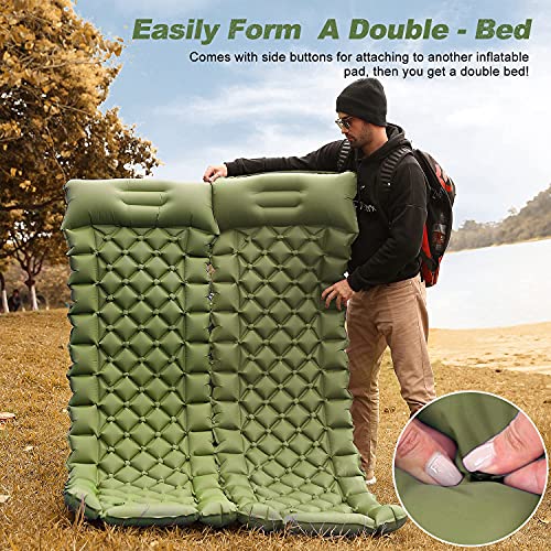 Camping Sleeping Pad - Ultralight Foot Press Inflatable  w/ Built-in Pump