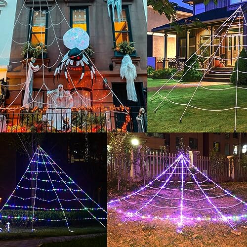 Spider Web Lights,  Giant Triangular LED Remote Control Multicolor Net Lights with 8 Light Modes