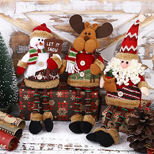 3 Pcs Christmas Sitting Santa Snowman Reindeer Decoration