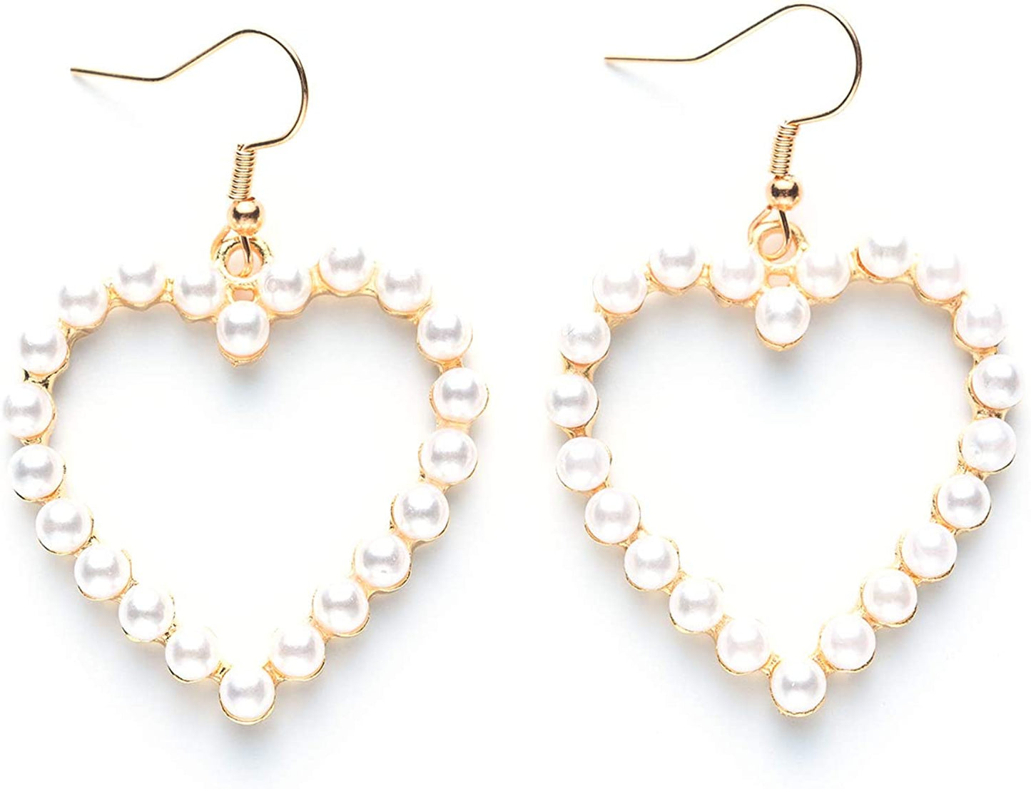 Pearl Heart Earrings Dangle for Women Girls Valentines Day accessories