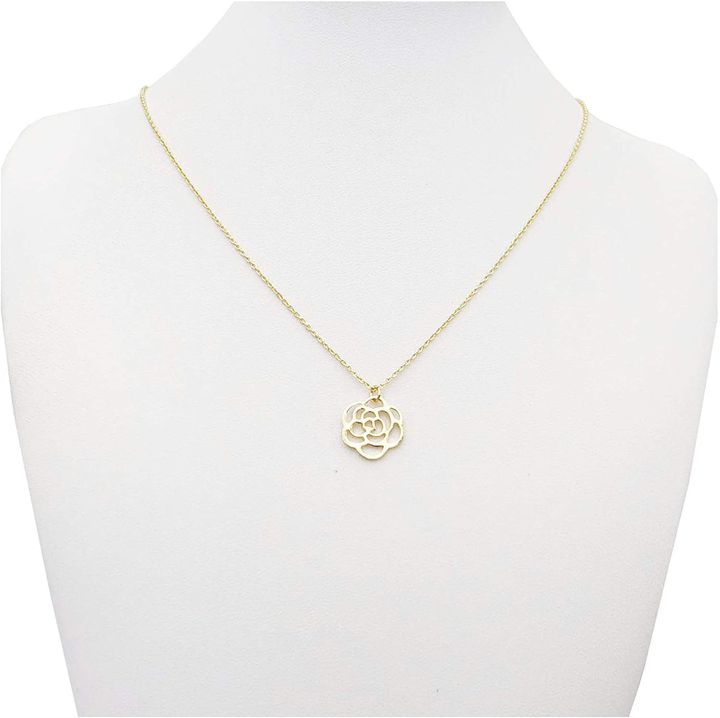 Tiny Gold Rose Choker Necklace, Dainty Cute Initial Pendant Necklace Rose