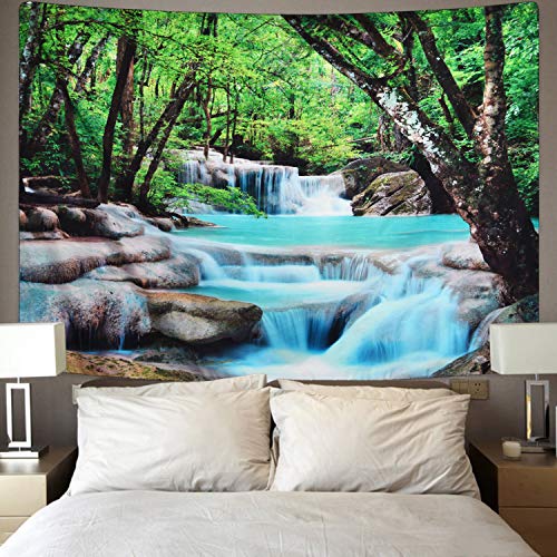 Nature Stone River Waterfall Forest Tapestry