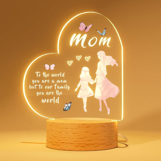 Gifts for Mom from Daughter - Mom Gifts Night Light with Wood Base, Birthday/Valentines/Mothers Day/Christmas Gifts for Mom from Daughter