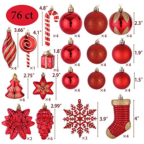 76ct Christmas Tree Balls Ornaments Set