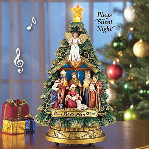 Musical Nativity Scene Christmas Tree Tabletop Figurine - Plays Silent Night