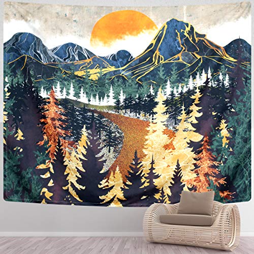 Mountain Forest Trees Art Tapestry Sunset Tapestry Road in Nature Landscape Home Decoration