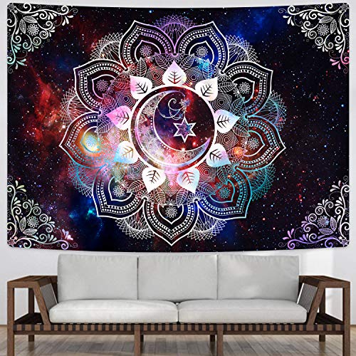 Moon Star Celestial Galaxy Starry Psychedelic Trippy Hippie Boho Mandala Tapestry