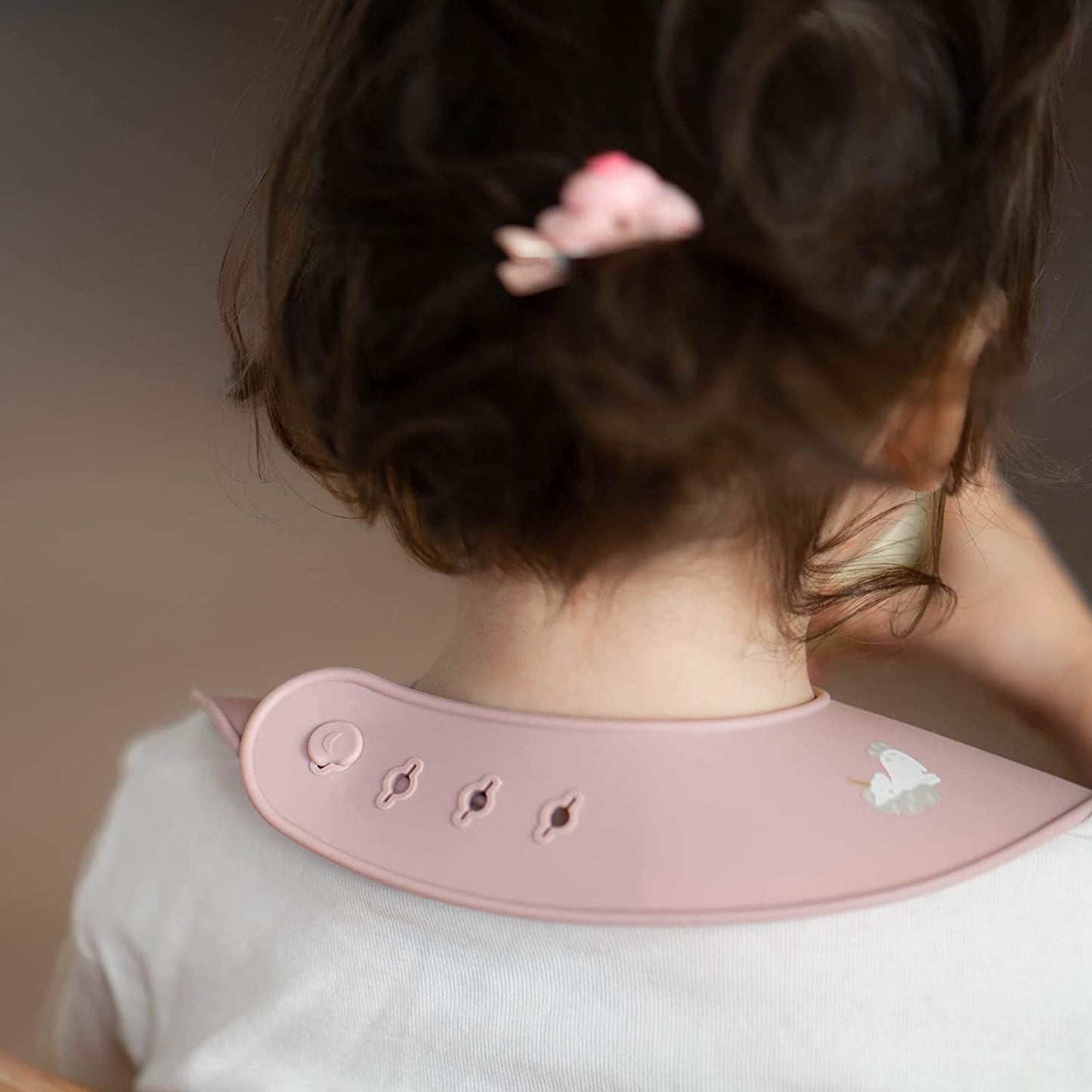 Baby Silicone Bibs 2 Sets w/ Food Catcher for Girls Boys Toddlers BPA Free-Dusty blue/Shifting sand