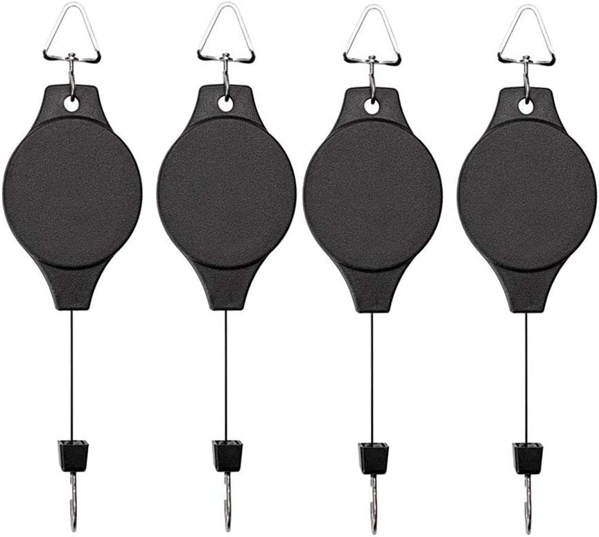 4 Pack Plant Hook Pulley, Retractable Plant Hanger Easy Reach Hanging Flower Basket