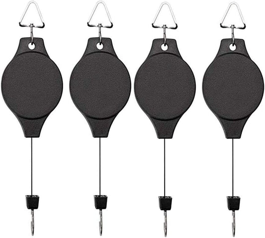 4 Pack Plant Hook Pulley, Retractable Plant Hanger Easy Reach Hanging Flower Basket