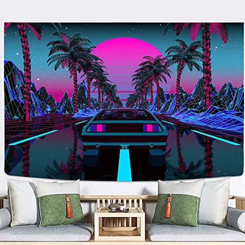 Urban Street Scene -Cars Palm Trees Sunset Tapestry