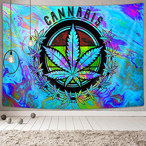 Psychedelic Trippy Leaf Colorful Tapestry