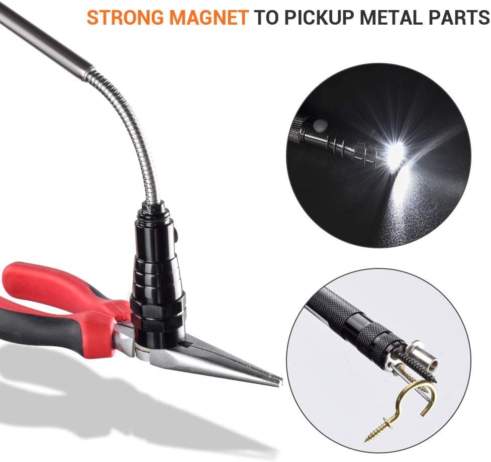 Magnet Tool Telescoping Magnetic Pickup Light,22" Extending Magnet Stick Cool, 1 Box-Black
