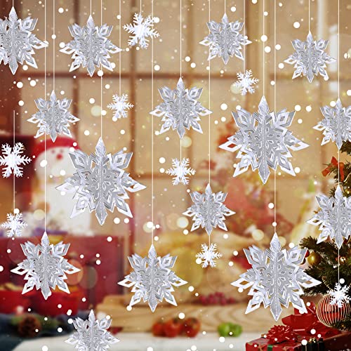 24 Pcs 3D Large Christmas Hanging Snowflake Decorations