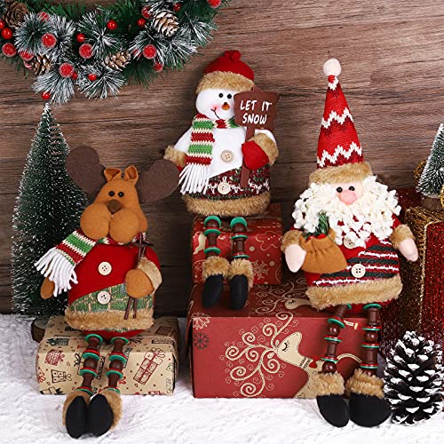 3 Pcs Christmas Sitting Santa Snowman Reindeer Decoration