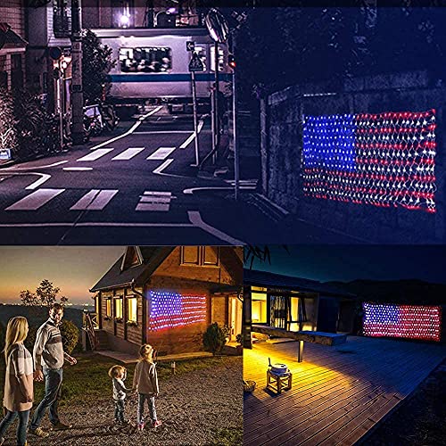 420 LED USA Flag Net Patriotic Lights Hanging Ornaments