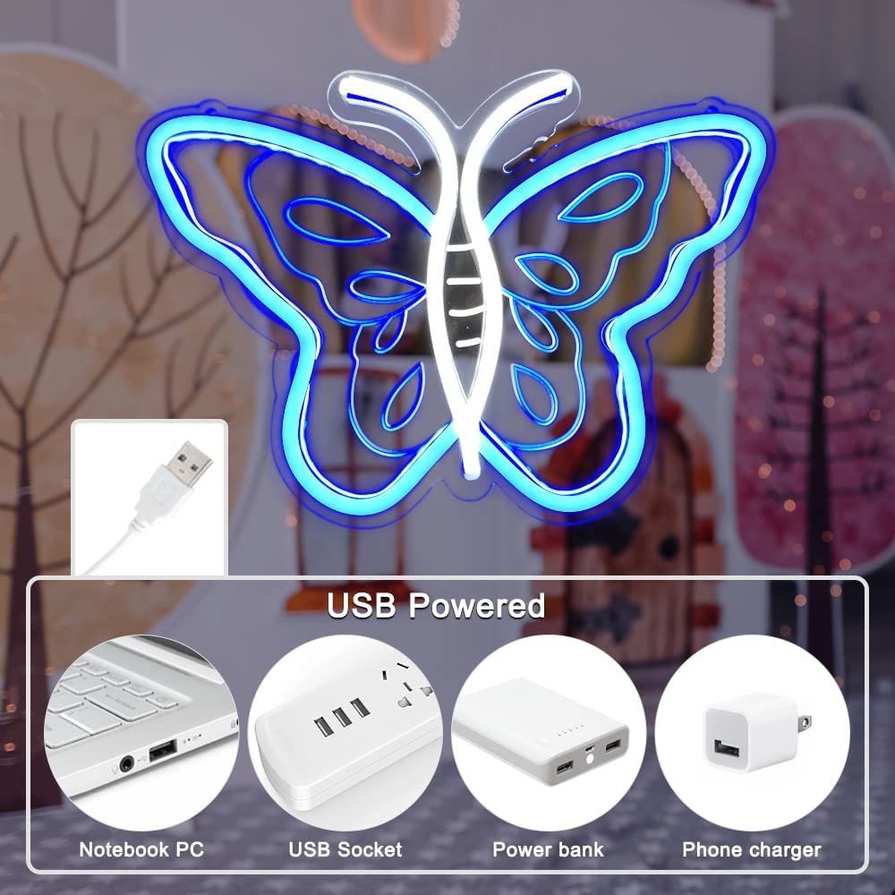 Butterfly Neon Sign for Room Wall Decoration