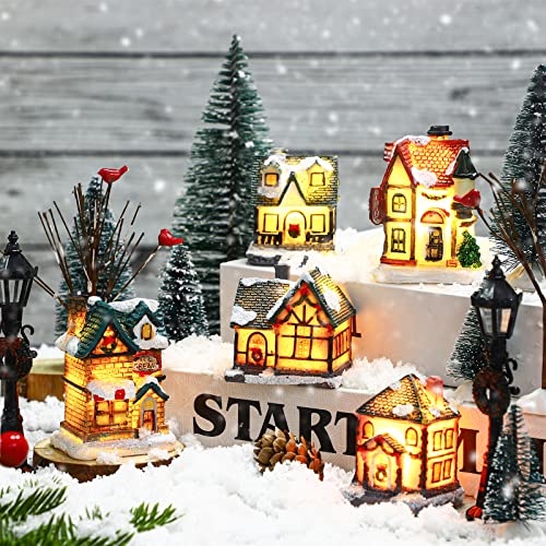 Christmas Lighted Winter Village Houses Set