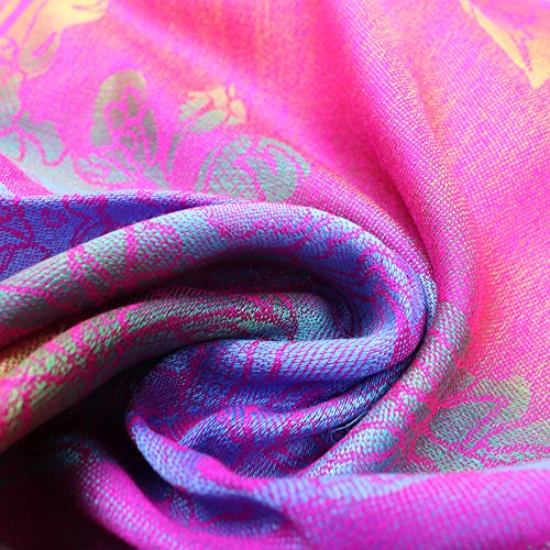 Colorful flowers Jacquard cotton pashmina Women Wrap Shawl tassels Scarves