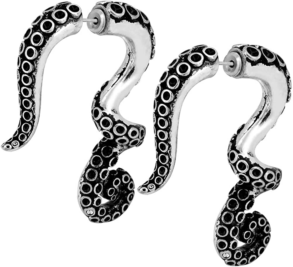 2PCS Lobe Earrings 18G Burn Silver Spiral for Men/Women