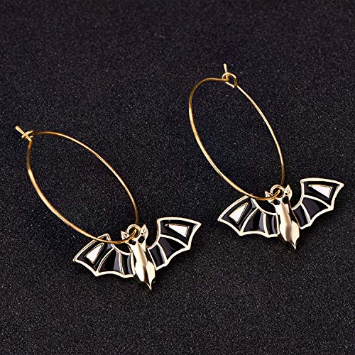 Bat Dangle Hoop Earrings Gold Plated Jewelry for Women