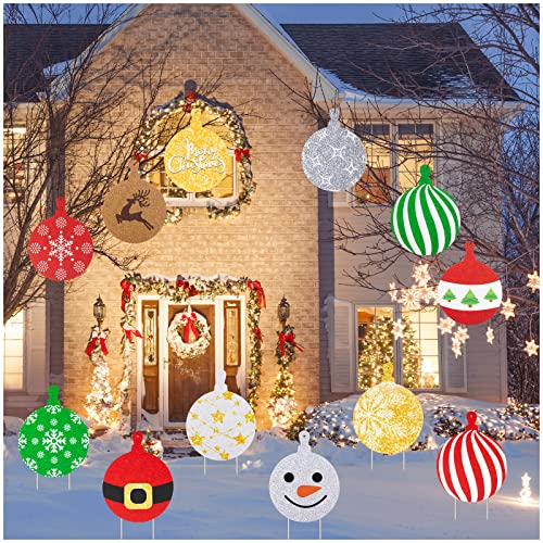 12PCS Christmas Yard Signs Decorations