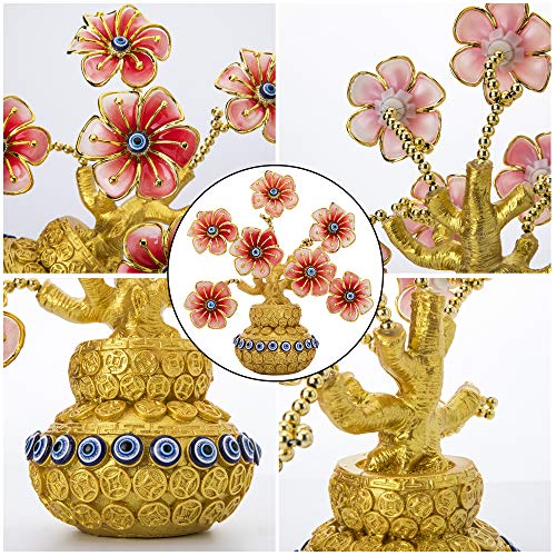 Turkish Evil Eye Flowers Tree / Golden Lucky Bag Ornament Decoration for Good Luck/Wealth