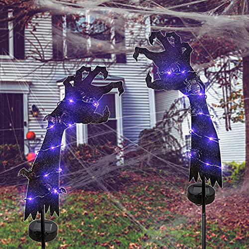 2 Sets Solar Halloween Ghost Hand Yard Decorations