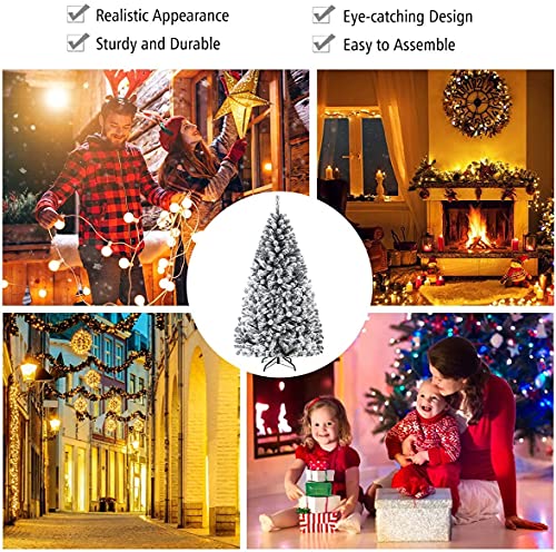 Artificial Christmas, Premium PVC Xmas Full, Flocked Snow Pine Tree with Solid Metal Stand, Ideal for Indoor and Outdoor (6FT),