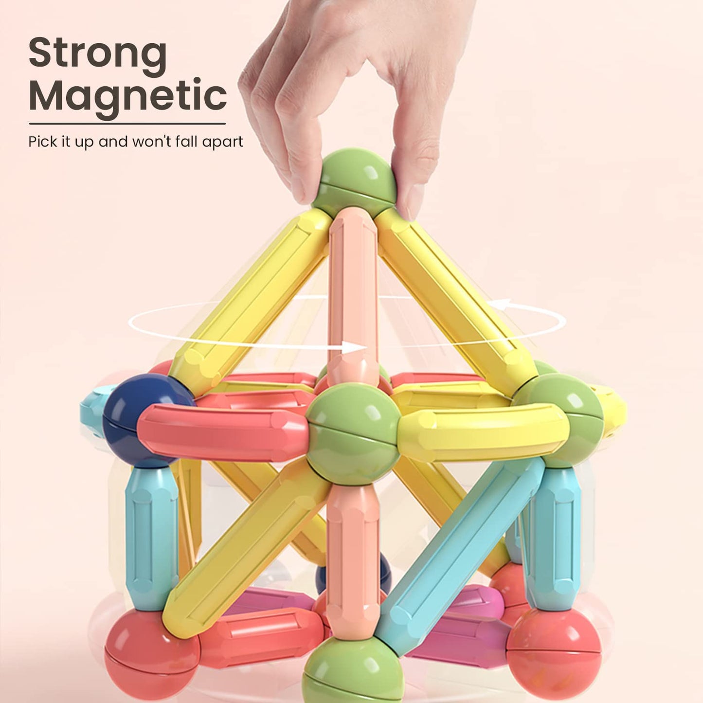 Magnetic Building Blocks for Kids Ages 4-8, STEM Construction Toys, Large Sticks & Balls (25PCS)