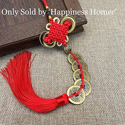 Pack of 2 Chinese Feng Shui Money Coins Lucky Red Endless Knot Decoration