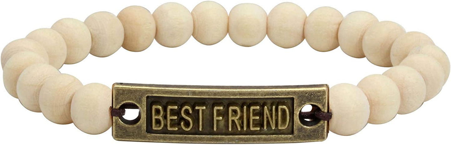 1 Pair Wood Beads Bracelet for Friendship Distance Bracelet Wristband Best Friends