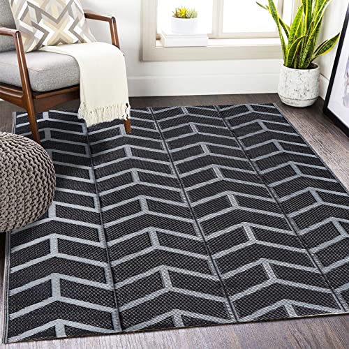 Modern Reversible Mats, Plastic Straw Area Rug 5'x8'