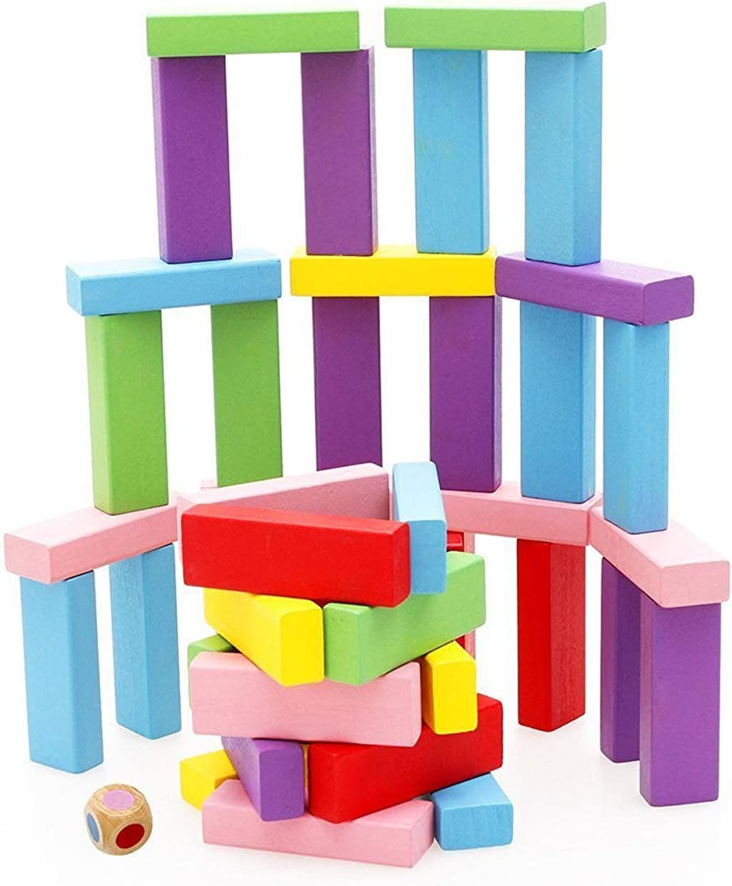 Wooden Stacking Board Games Building Blocks for Kids Boys Girls- 48 Pieces