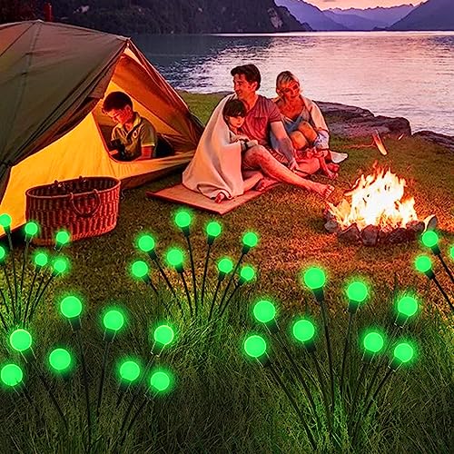 16LED Wind Dance Green Swaying Firefly Lights with Halloween  Outdoor Waterproof Solar Garden Lights