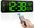 16" Large Digital Wall Clock w/ Remote, Time Date Temp Week-Green