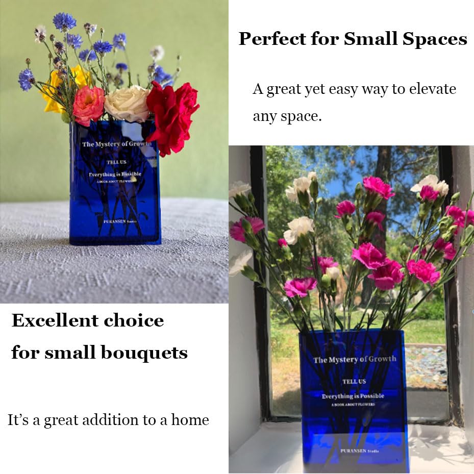 Book Vase for Flowers, Acrylic Clear Book Flower Vase, A Book About Flowers Vase, Unique Home/Bedroom