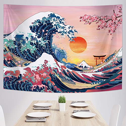 Japanese wave painting tapestry sale