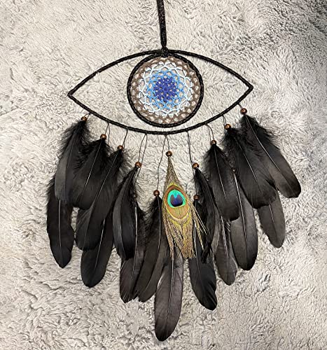 Evil Eye Dream Catchers, Black Dream Catchers for Bedroom Perfect Handmade Hanging Ornament Wall