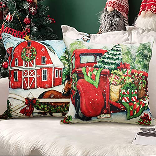 Set of 4 Christmas Throw Pillow Covers 18x18 Inch