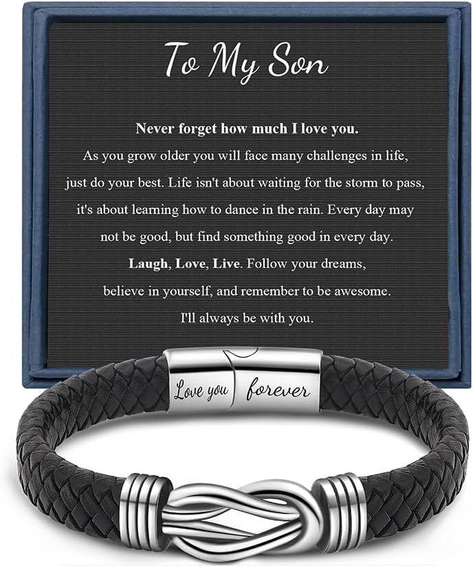 Black Braided Leather Bracelets Gifts for Man
