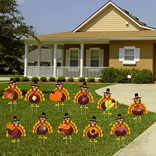 Thanksgiving Yard Decorations -11Pcs Thanksgiving Turkey Yard Signs