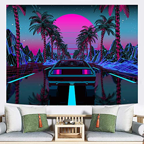 Urban Street Scene -Cars Palm Trees Sunset Tapestry