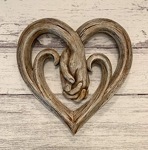 Heart Holding Hands Wall Decoration - Faux Wood Finish