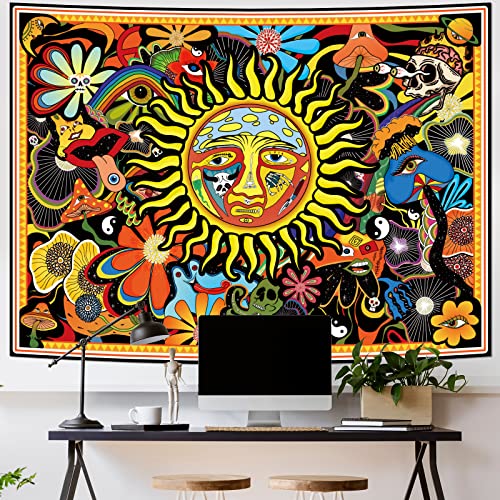 Trippy Sublime Sun Psychedelic Tapestry for Wall Decor