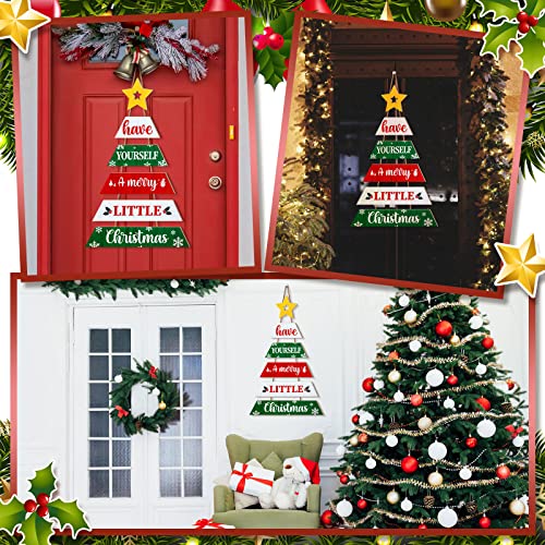 22 x 14 Inch Christmas Wood Hanging Sign Ornament w/ Rope